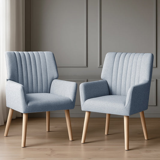 Set of 2 Meertha Armchair Fabric - Blue