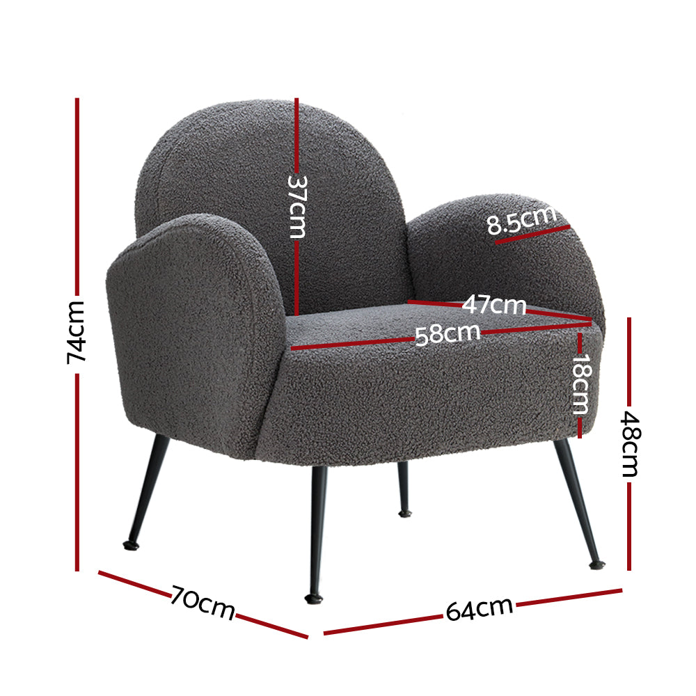 Mariana Accent Sherpa Bouclé Lounge Armchair - Charcoal