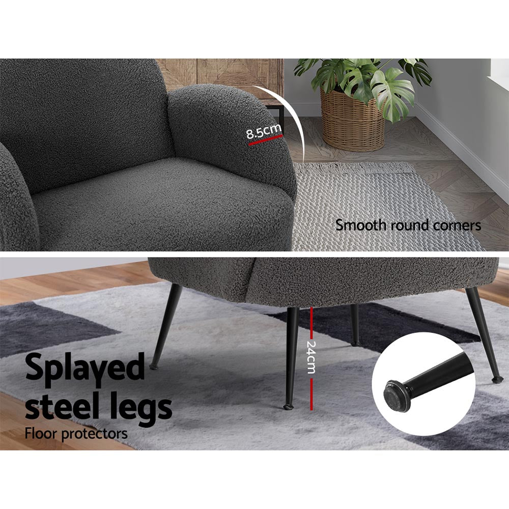Mariana Accent Sherpa Bouclé Lounge Armchair - Charcoal