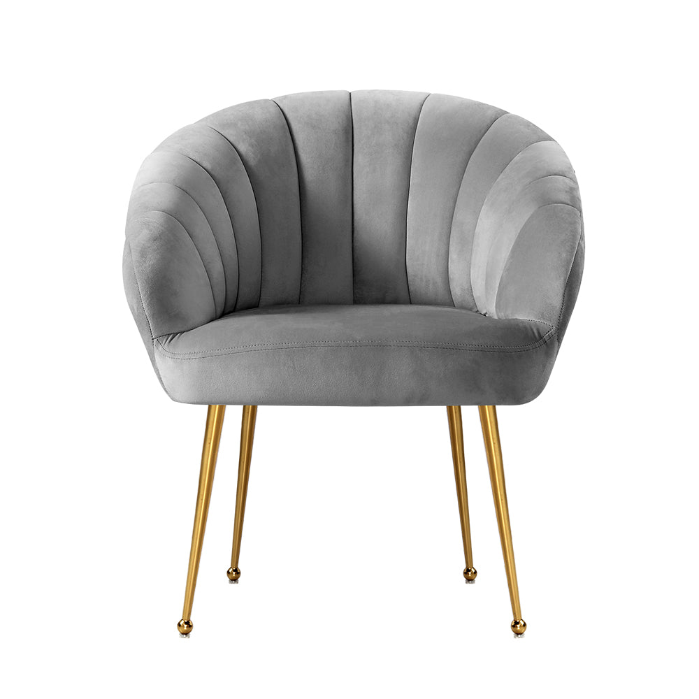 Michelle Accent Velvet Lounge Armchair - Grey