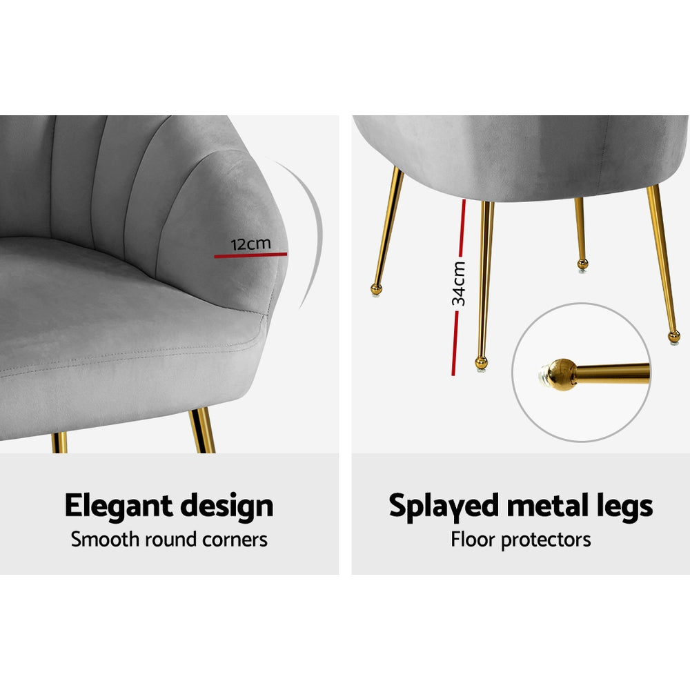 Michelle Accent Velvet Lounge Armchair - Grey
