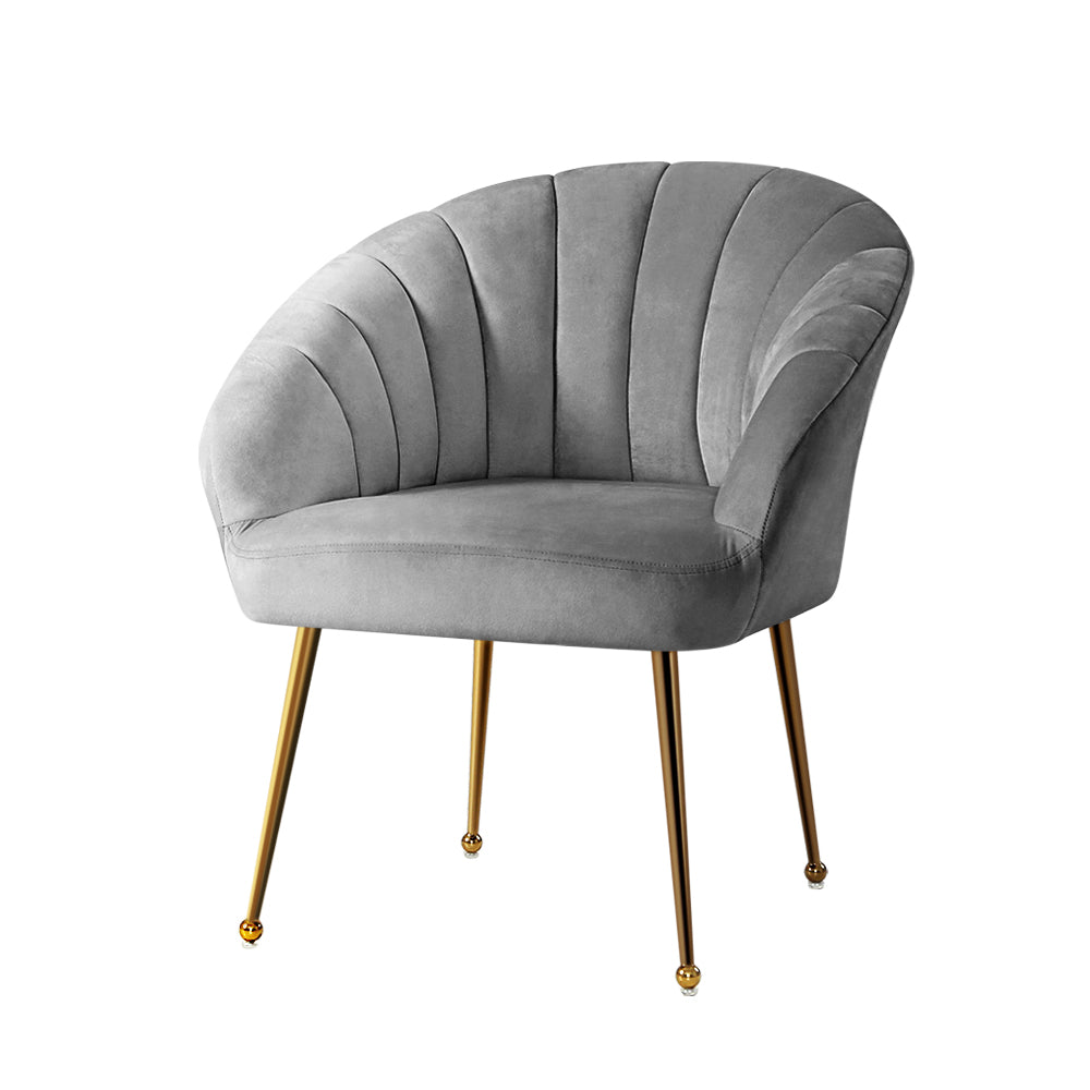 Michelle Accent Velvet Lounge Armchair - Grey