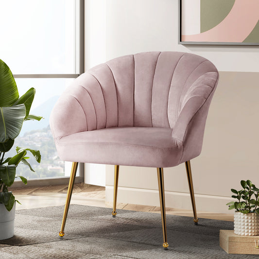 Michelle Accent Velvet Lounge Armchair - Pink
