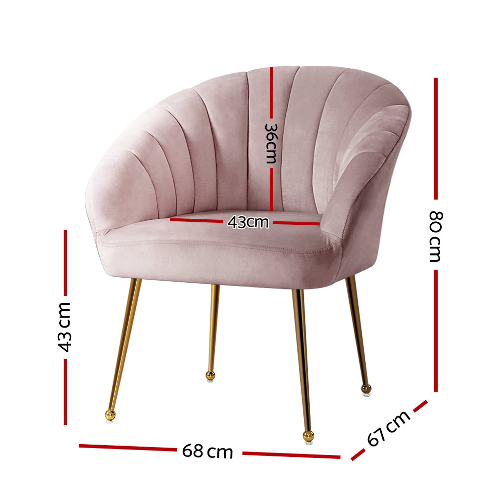 Michelle Accent Velvet Lounge Armchair - Pink