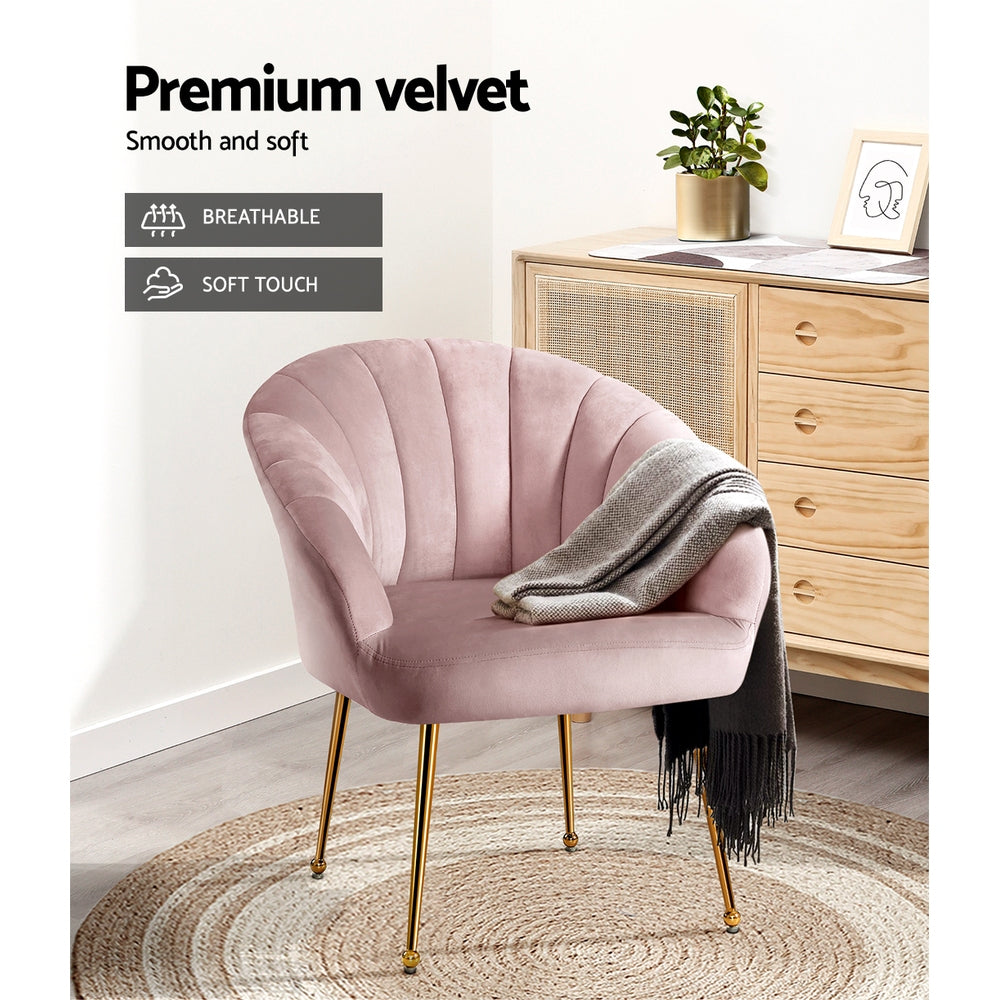 Michelle Accent Velvet Lounge Armchair - Pink