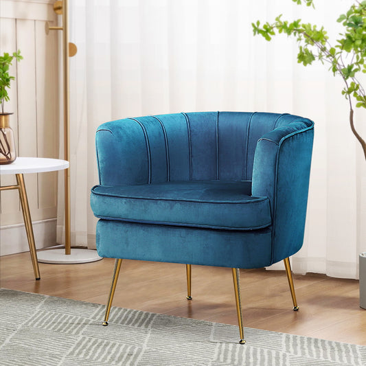 Makayla Accent Velvet Lounge Armchair - Navy
