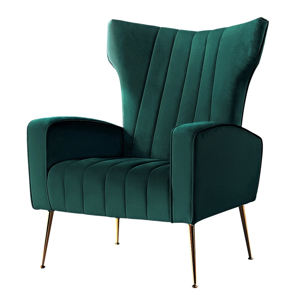 Maricel Accent Velvet Seat Lounge Armchair - Green