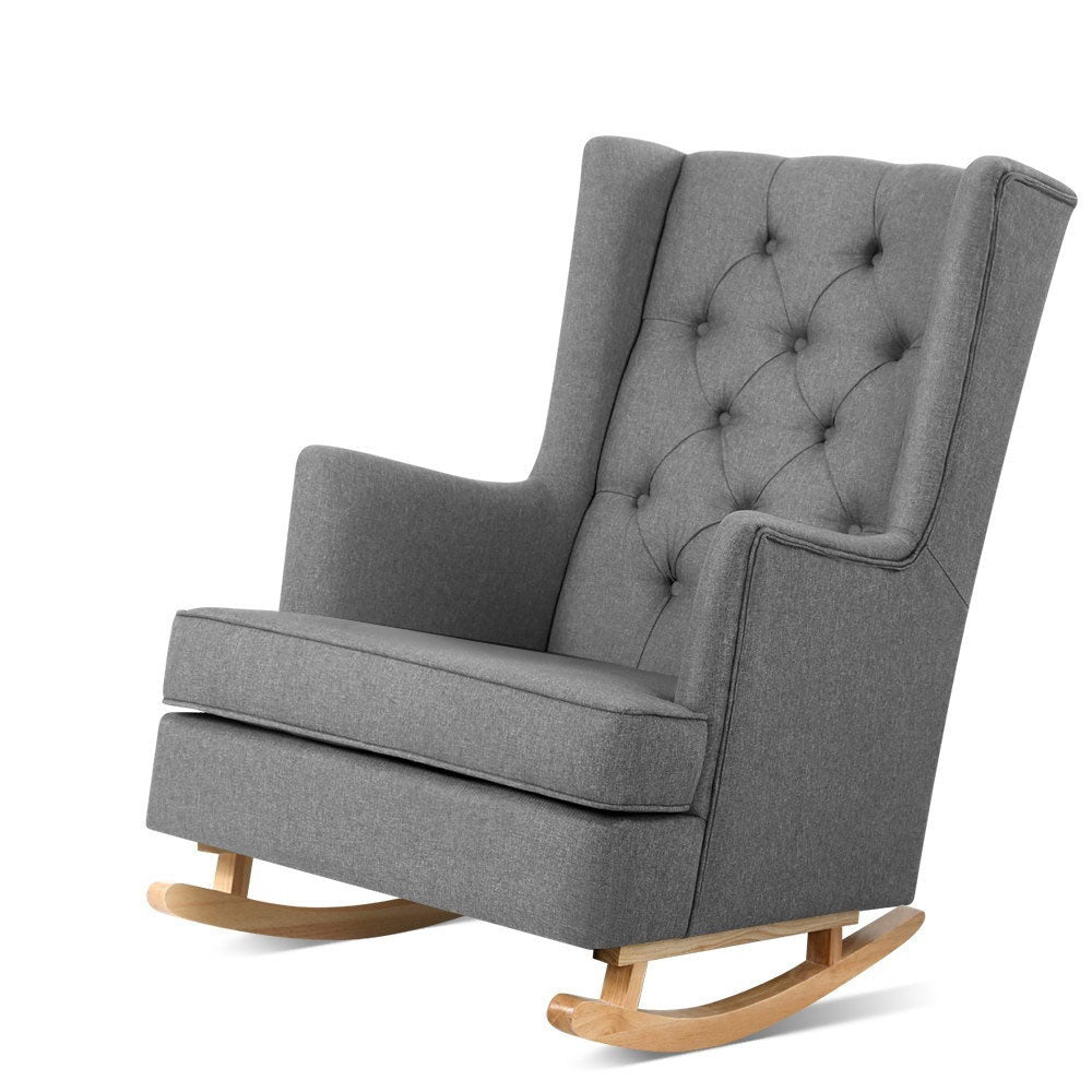 Astraea Rocking Armchair Fabric Chair Lounge Recliner - Grey