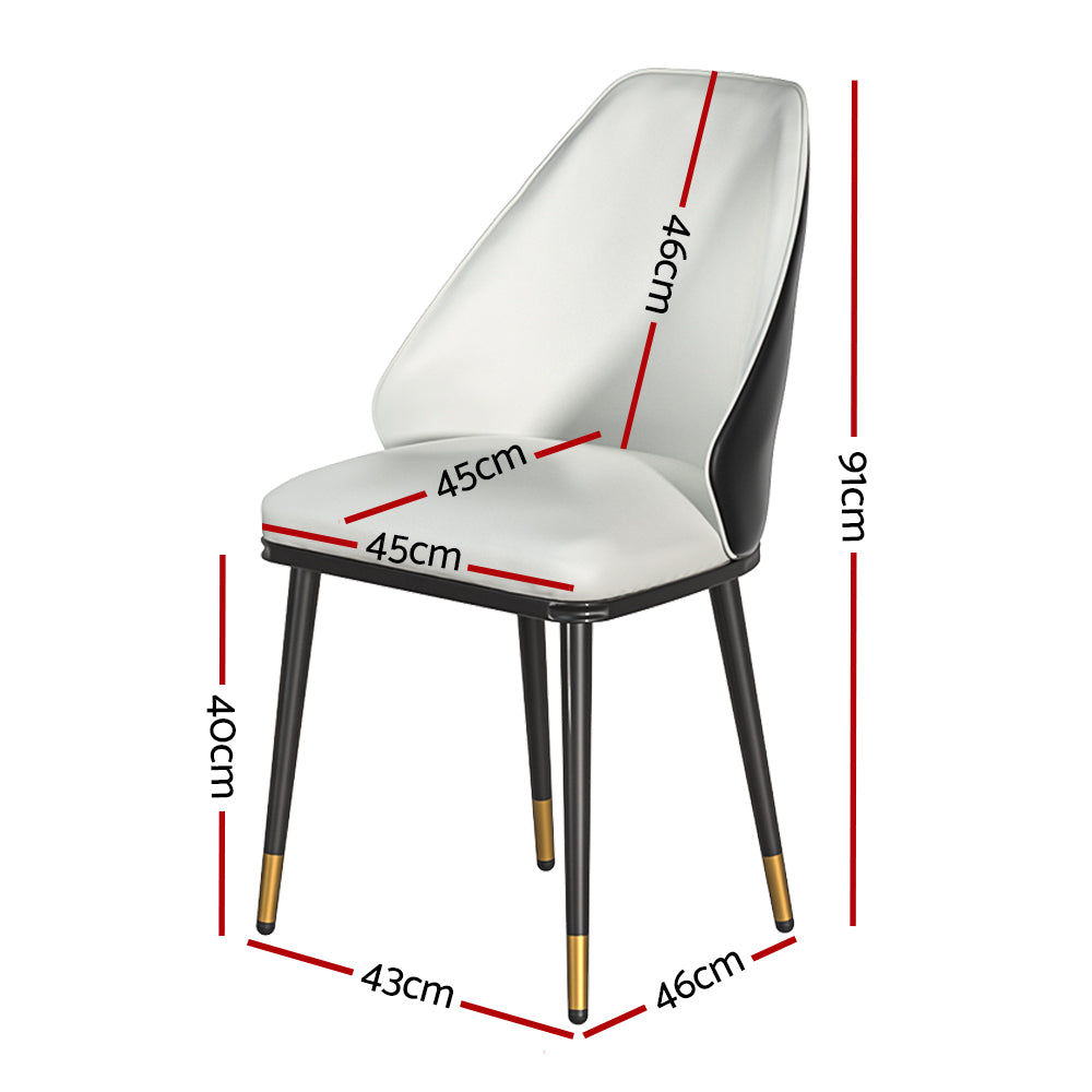 Lottie Set of 2 Dining Chairs Leather Seat - White