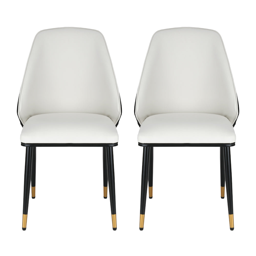 Lottie Set of 2 Dining Chairs Leather Seat - White