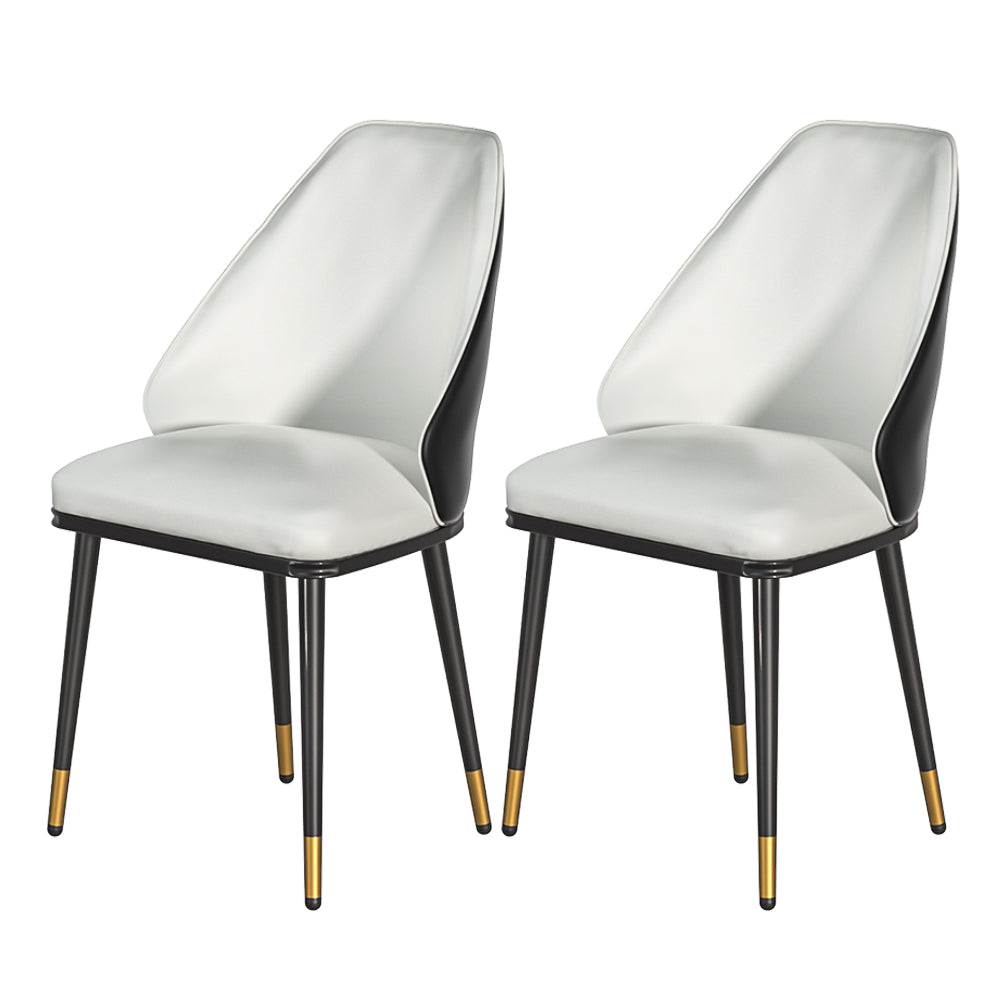 Lottie Set of 2 Dining Chairs Leather Seat - White
