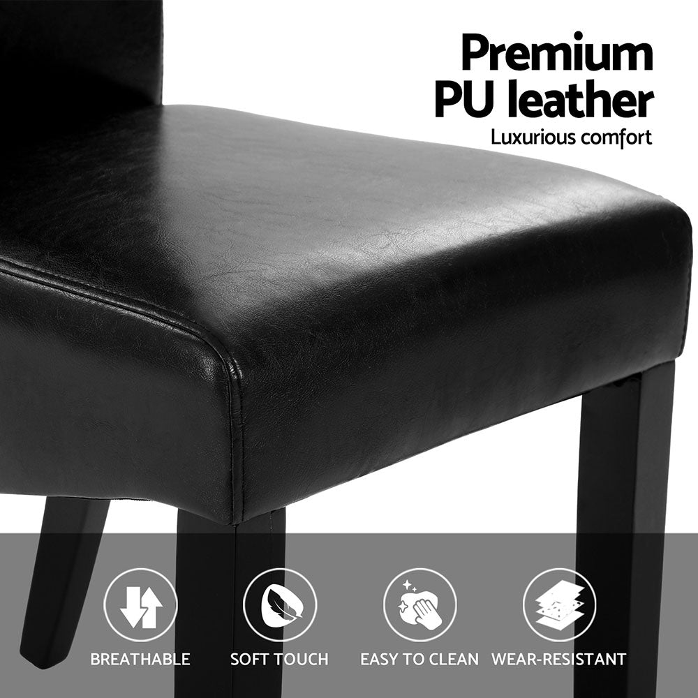 Sienna Set of 4 Dining Chairs Leather Parsons Chair - Black