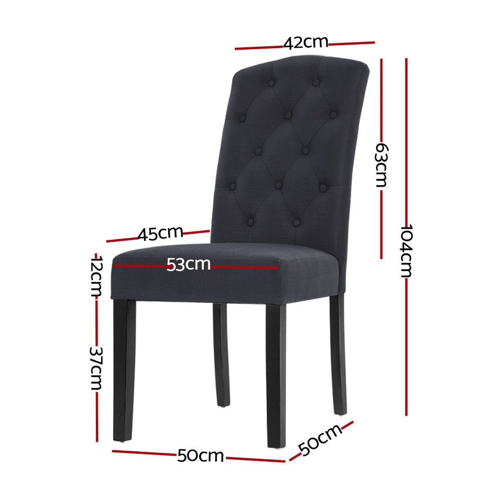 Holly Set of 2 Dining Chairs Linen Parsons Chair - Dark Grey