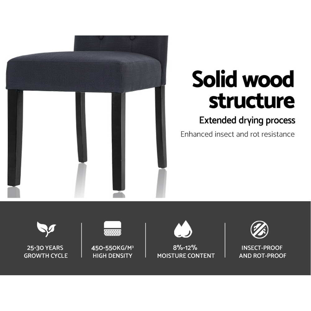 Holly Set of 2 Dining Chairs Linen Parsons Chair - Dark Grey