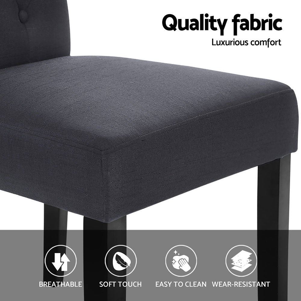 Holly Set of 4 Dining Chairs Linen Parsons Chair - Dark Grey