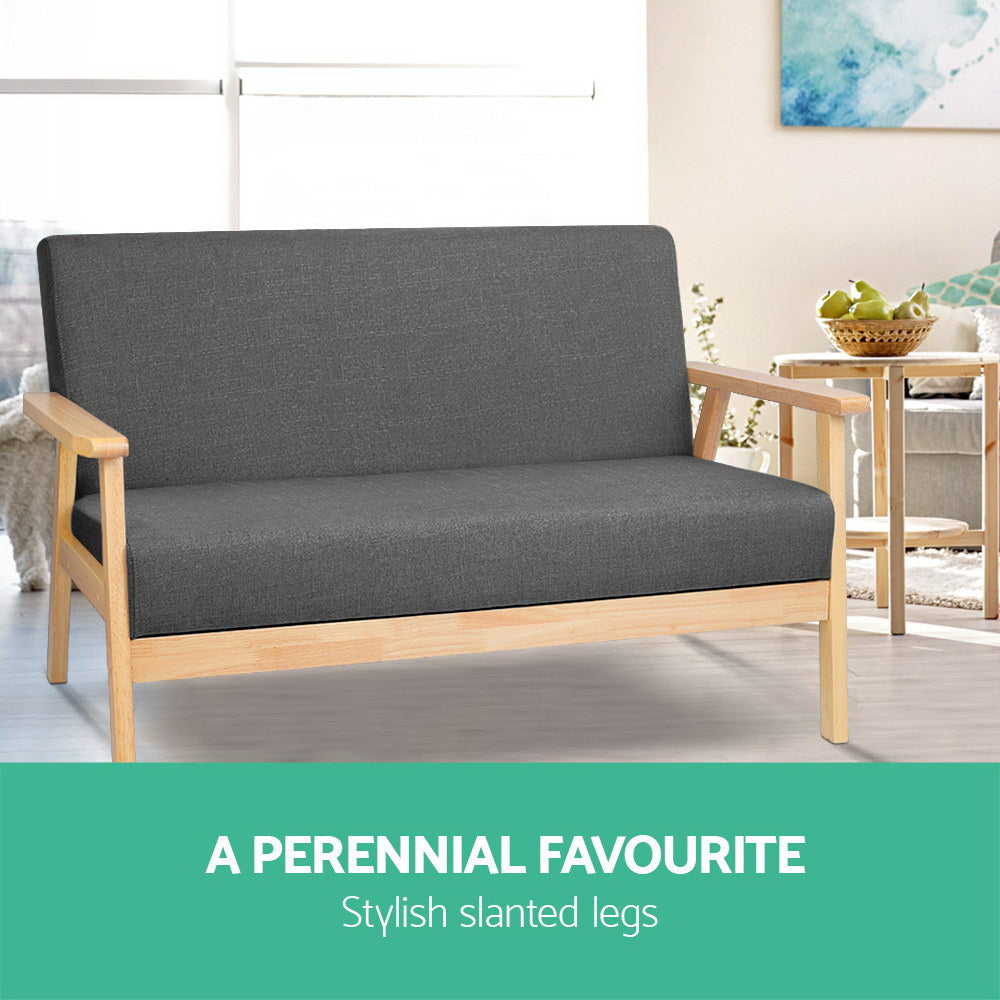 Mona 2-Seater Fabric Sofa Chair - Grey
