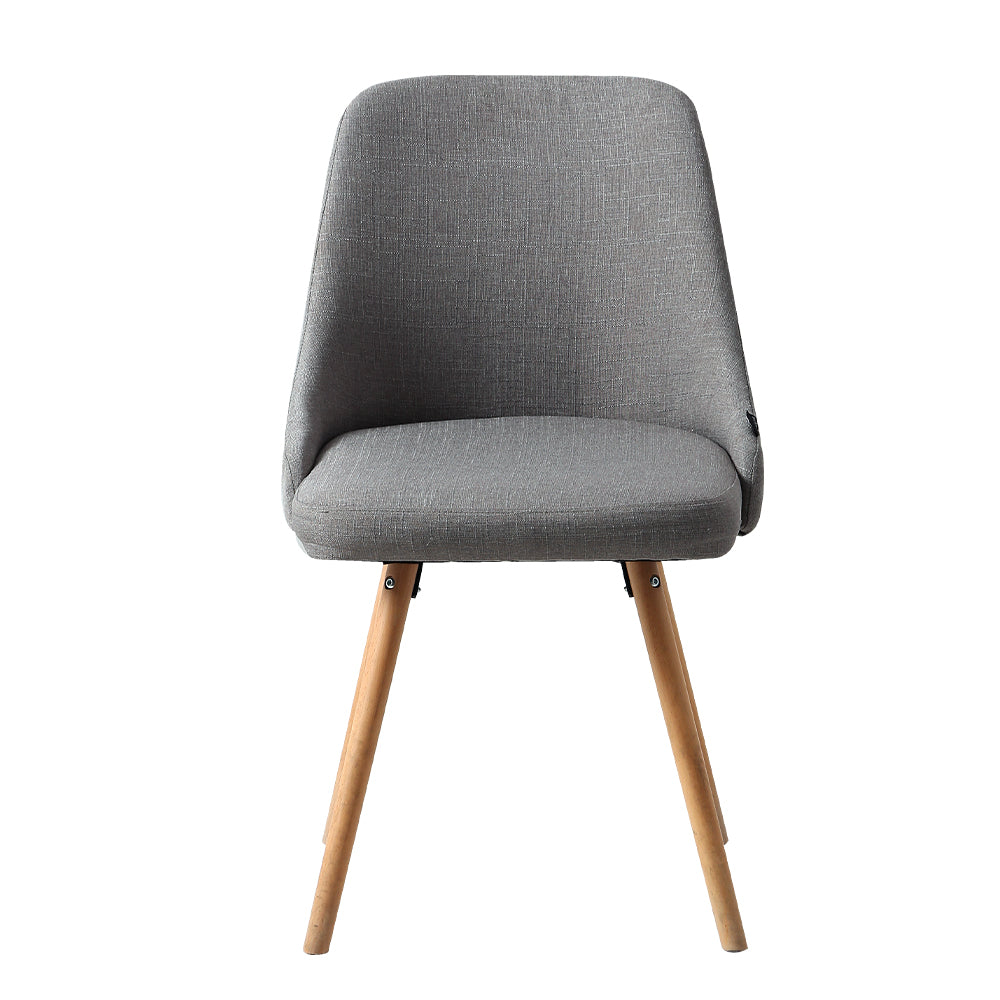 Colbie Set of 2 Replica Dining Chairs Fabric Wooden - Grey