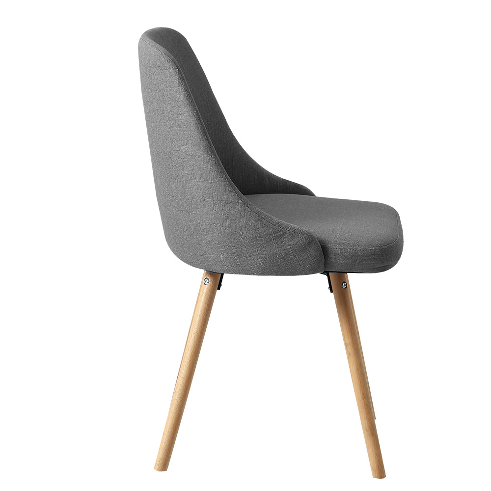 Colbie Set of 2 Replica Dining Chairs Fabric Wooden - Grey