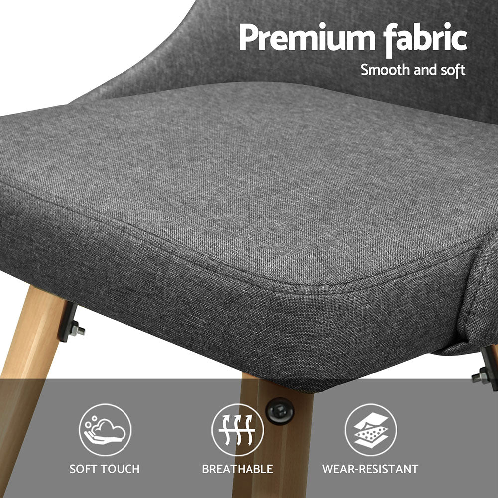 Colbie Set of 4 Replica Dining Chairs Fabric Wooden - Grey
