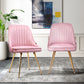 Kody Set of 2 Dining Chairs Velvet Channel Tufted - Pink