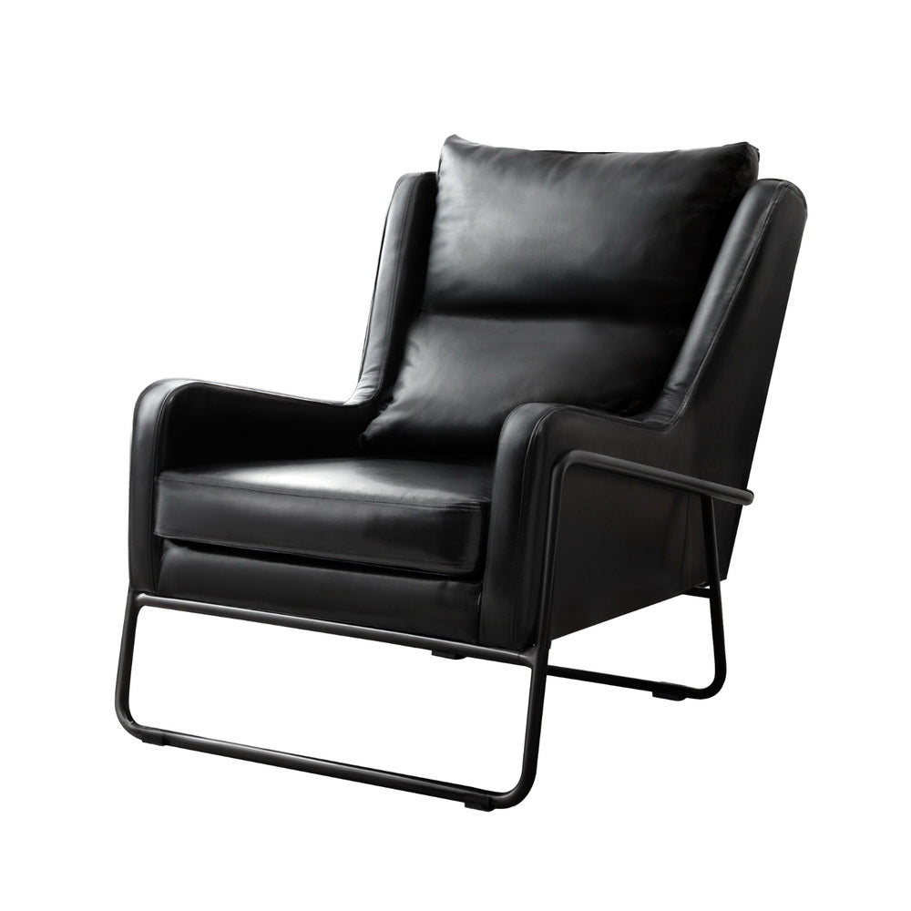Milly Armchair Accent Chair PU Leather Wingback - Black