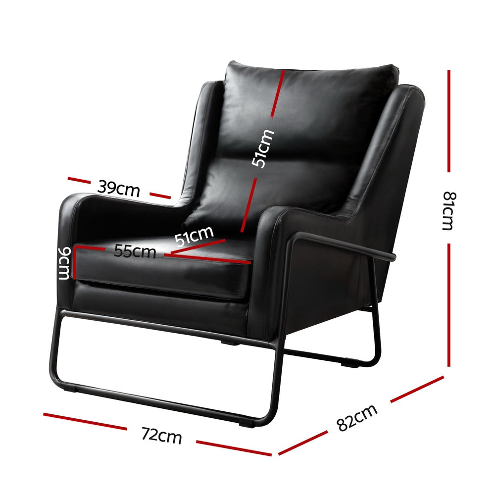 Milly Armchair Accent Chair PU Leather Wingback - Black