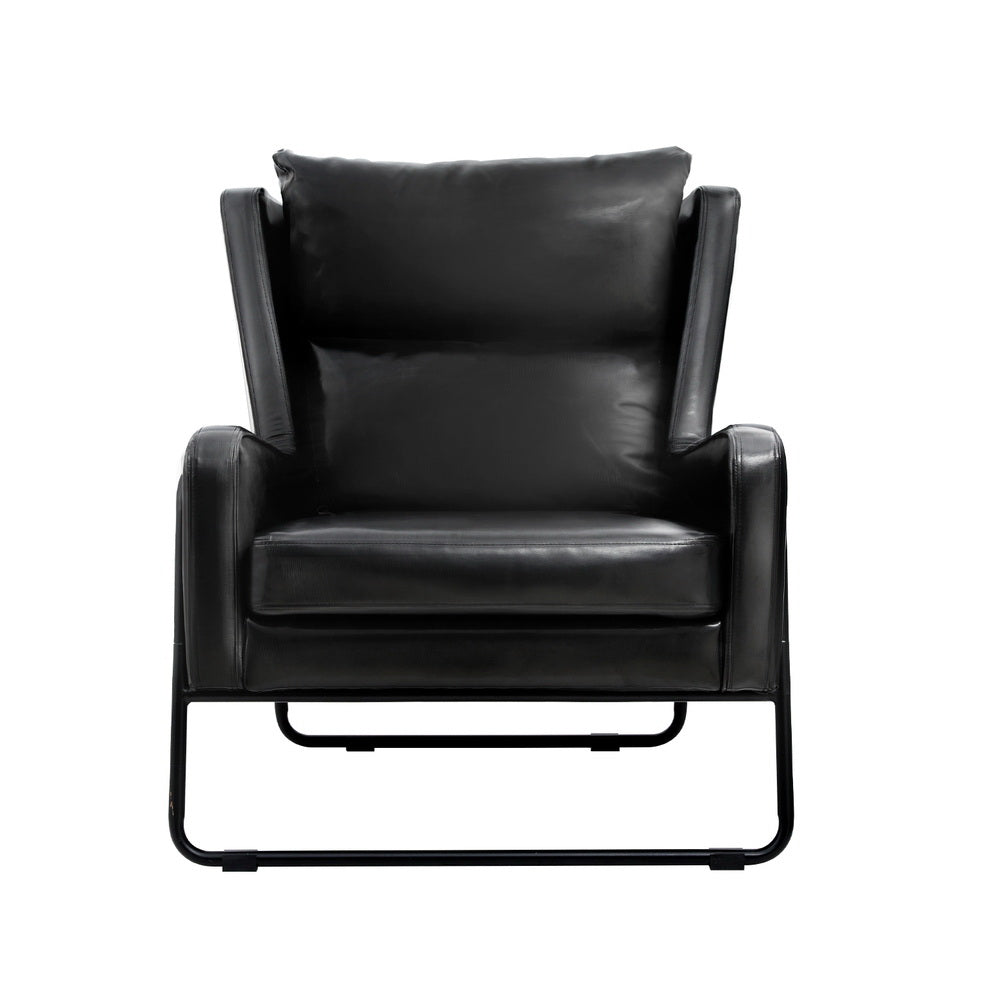 Milly Armchair Accent Chair PU Leather Wingback - Black