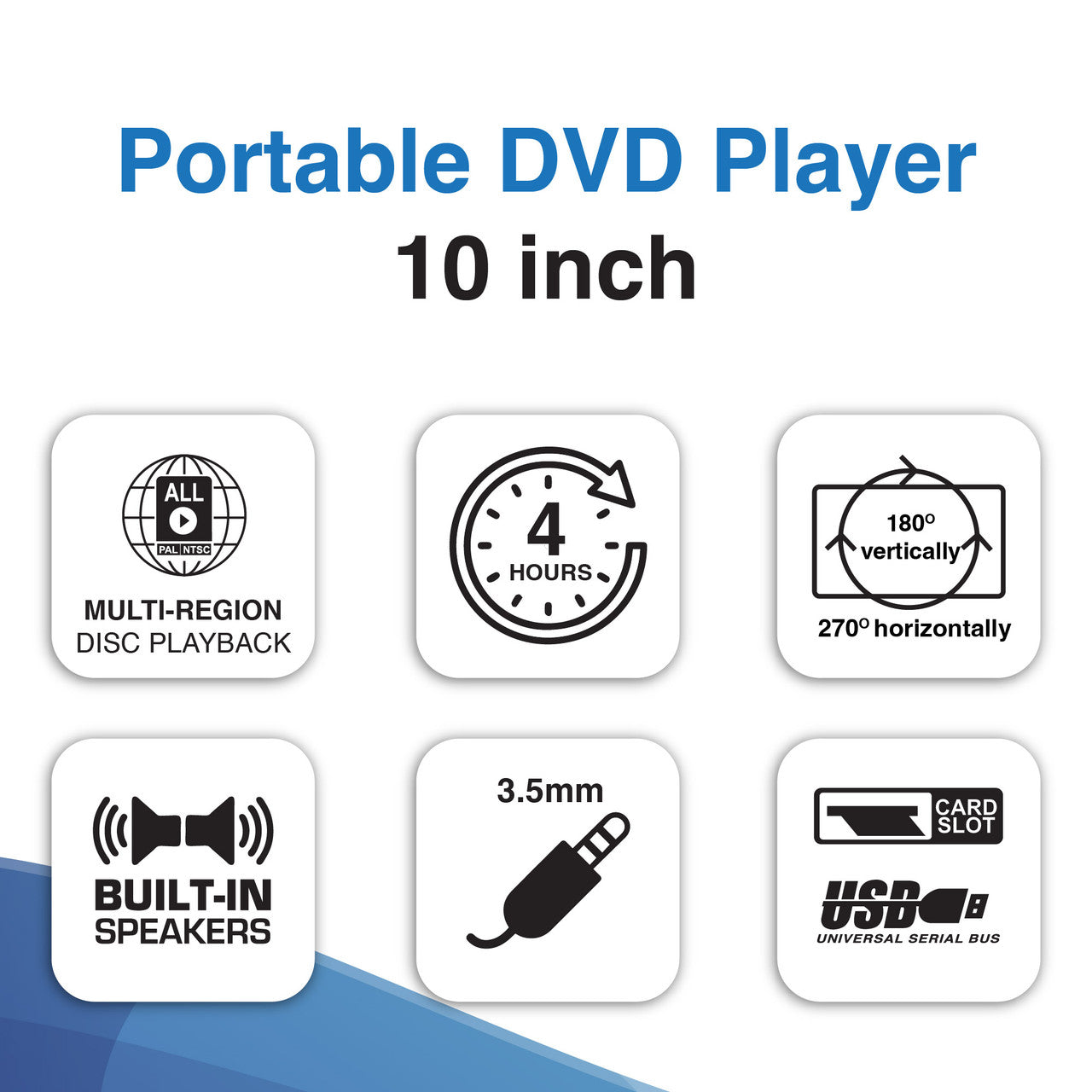 Laser 10 Inch Portable DVD Player with Anti-Skip Technology