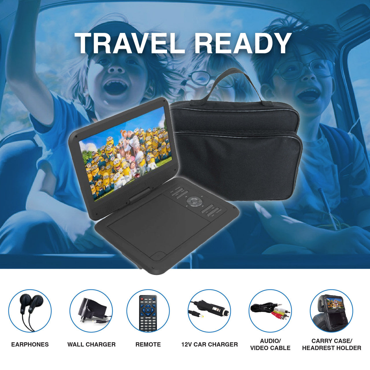 Laser 10 Inch Portable DVD Player with Anti-Skip Technology