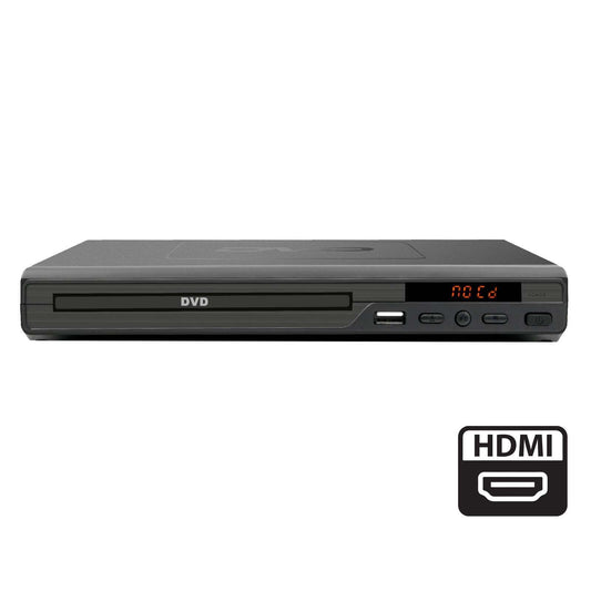 HDMI DVD Player with Remote Control, Compact Size, 8 Languages - Black