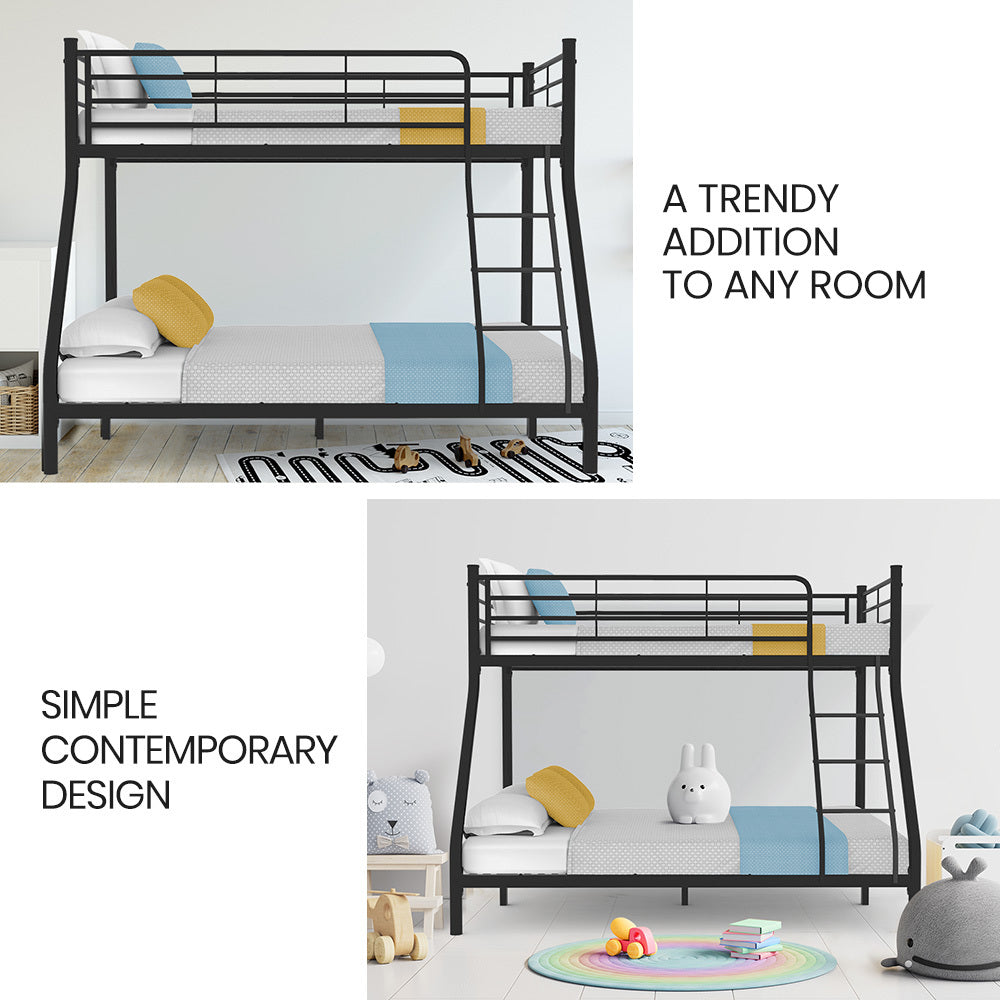 Maia Metal over Bunk Bed Frame - Matte Dark Grey Double