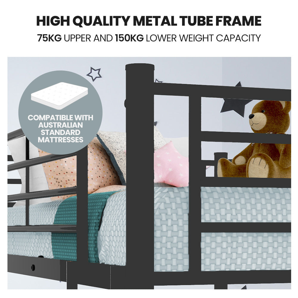 Maia Metal over Bunk Bed Frame - Matte Dark Grey Double
