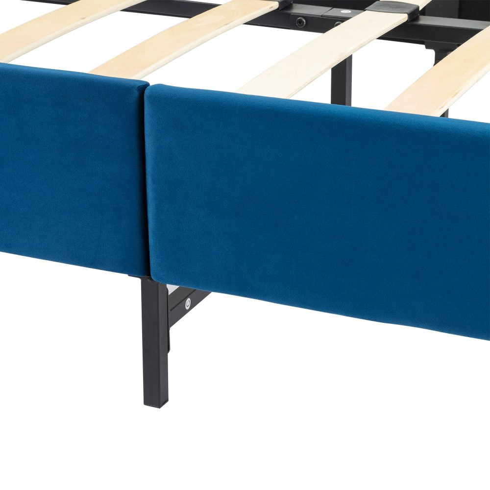 Maya Velvet Bed Frame - Blue Queen