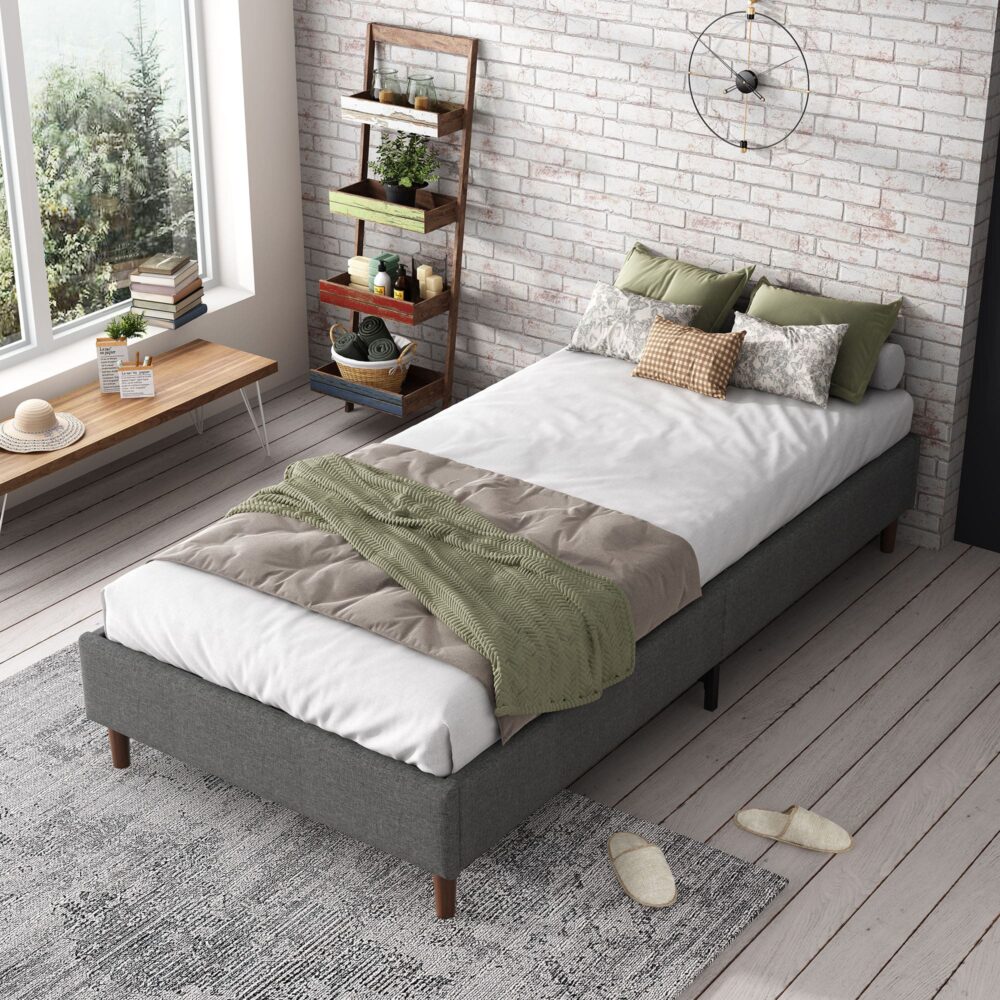 Maya Bed Frame Mattress Foundation - Dark Grey Single