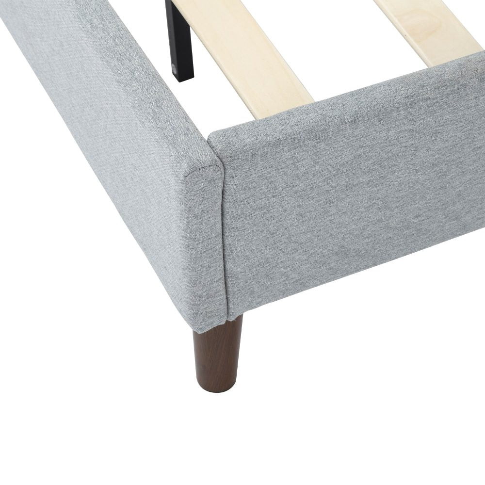 Maya Bedframe with Wooden Slats - Light Grey Queen