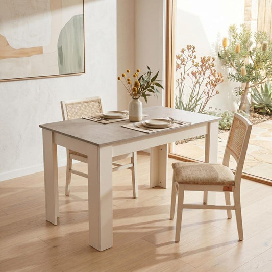 Dining Table Rectangular Wooden 120M - Grey & White