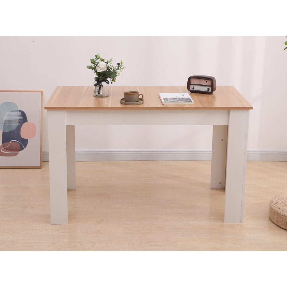 Dining Table Rectangular Wooden 120M - Wood & White