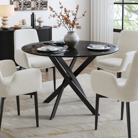 Brady Round Marble - Effect Table - Black