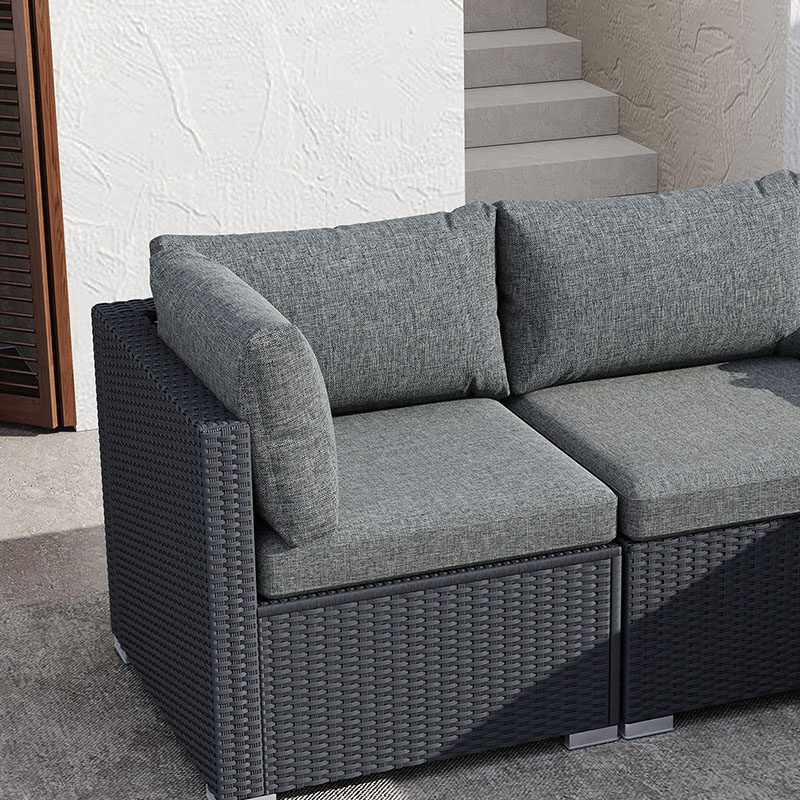 Perry 5-Seater Ottoman-Style Outdoor Lounge Set - Black