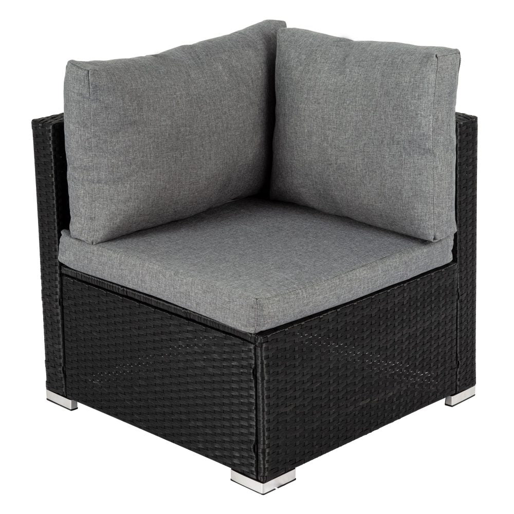 Perry 5-Seater Ottoman-Style Outdoor Lounge Set - Black