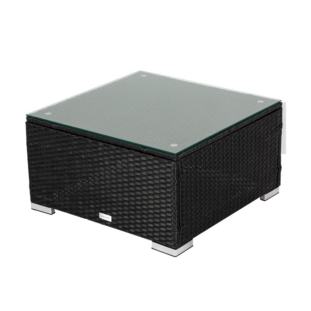 Perry 5-Seater Ottoman-Style Outdoor Lounge Set - Black