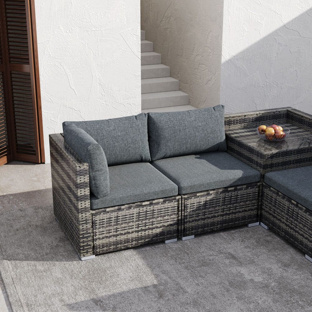 Robyn 5-Seater Modular Lounge Sofa 6-Piece Outdoor Sofa - Grey