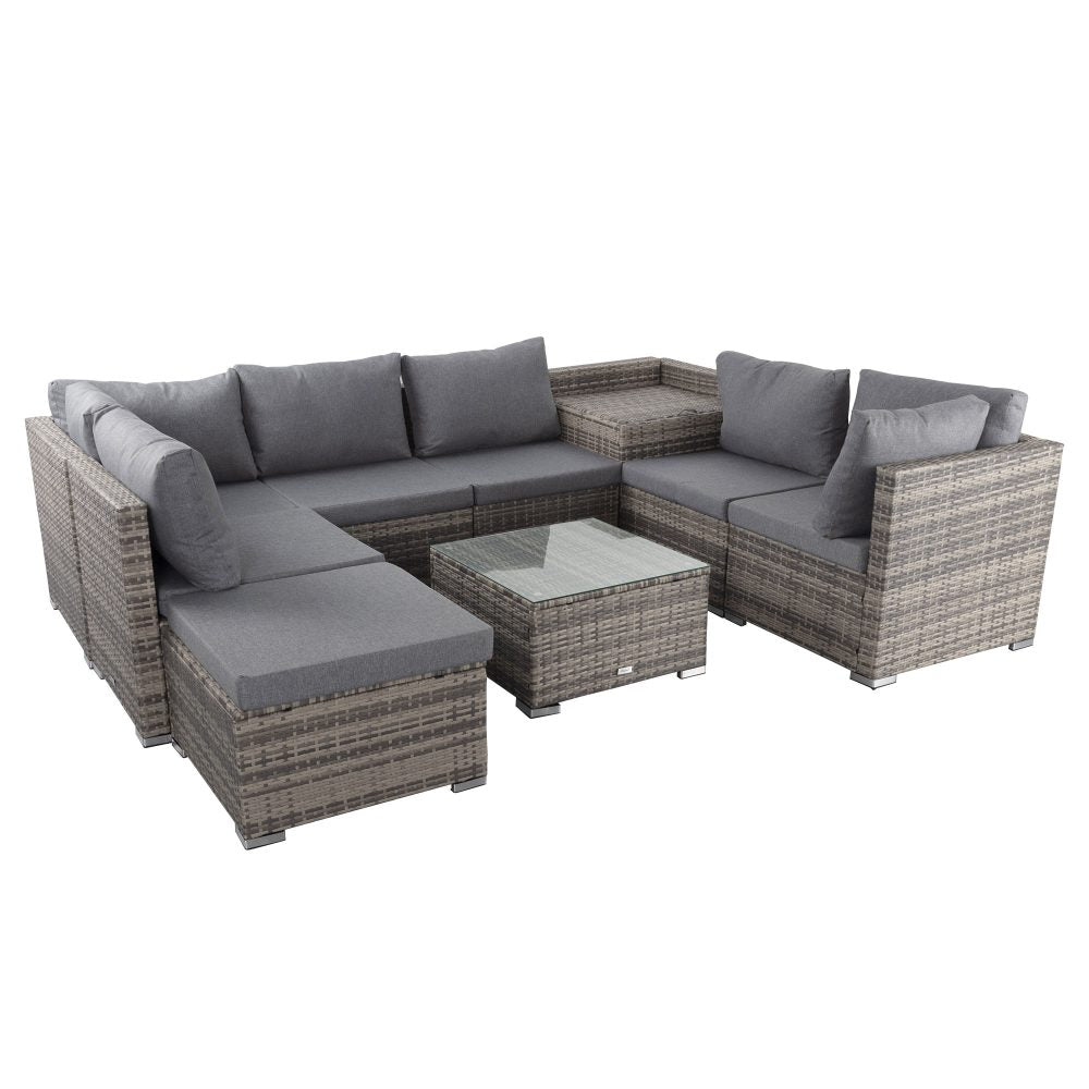Shannon 6-Seater Large Modular Ottoman Outdoor Lounge Set - Grey