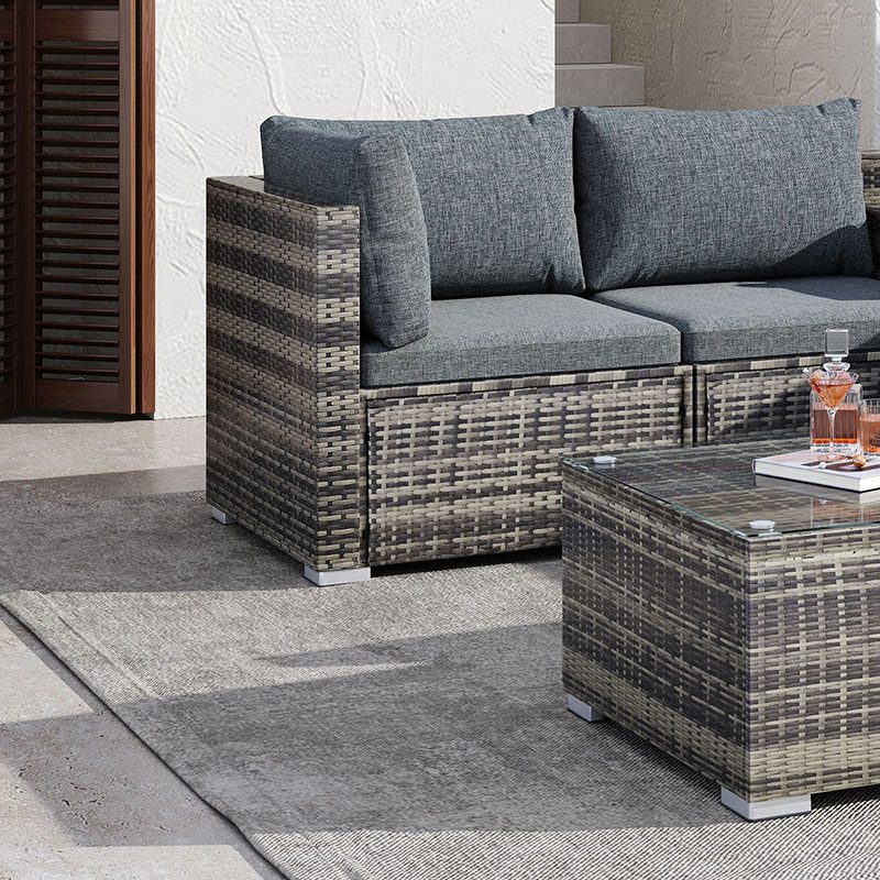 Spencer 7-Seater Furniture Modular Lounge Sofa 8-Piece Outdoor Sofa - Grey