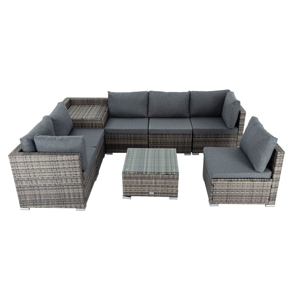 Spencer 7-Seater Furniture Modular Lounge Sofa 8-Piece Outdoor Sofa - Grey