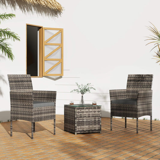 Kelsey 2-Seater PE Rattan Chat Set 3-Piece Outdoor Furniture - Mixed Grey