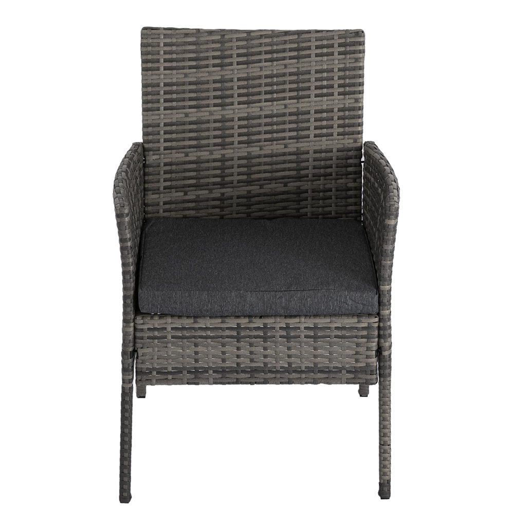 Lowry 6-Seater Rural Style Wicker 7-Piece Dining Set - Grey