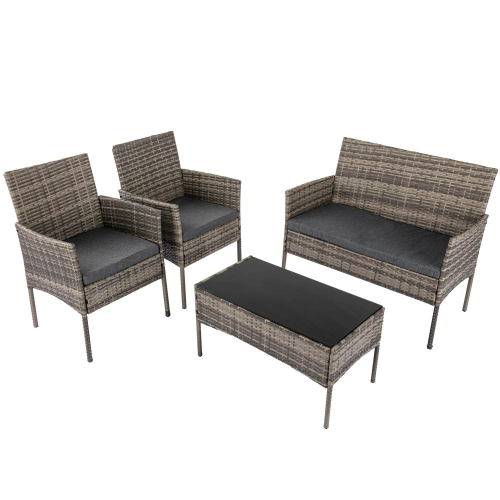 Lowry 4-Seater Wicker 4-Piece Outdoor Lounge Set - Mixed Grey