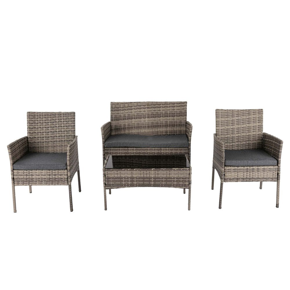 Lowry 4-Seater Wicker 4-Piece Outdoor Lounge Set - Mixed Grey