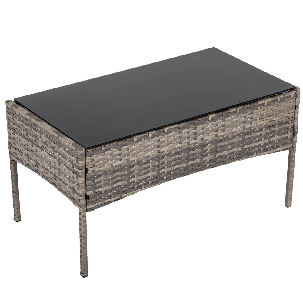 Lowry 4-Seater Wicker 4-Piece Outdoor Lounge Set - Mixed Grey